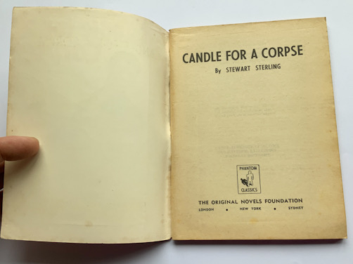 CANDLE FOR A CORPSE Australian pulp fiction book Sterling Sterling